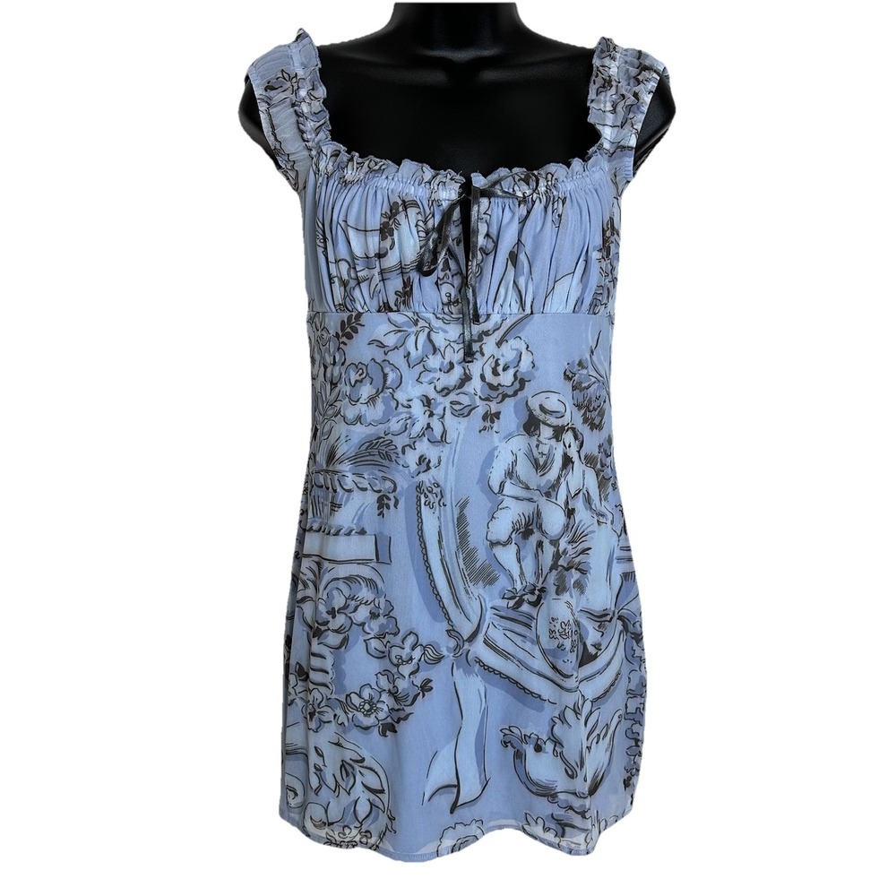 UO Kimchi Blue Bianca Mesh Mini Dress Blue Size Medium‎ Y2K Bodycon NWOT